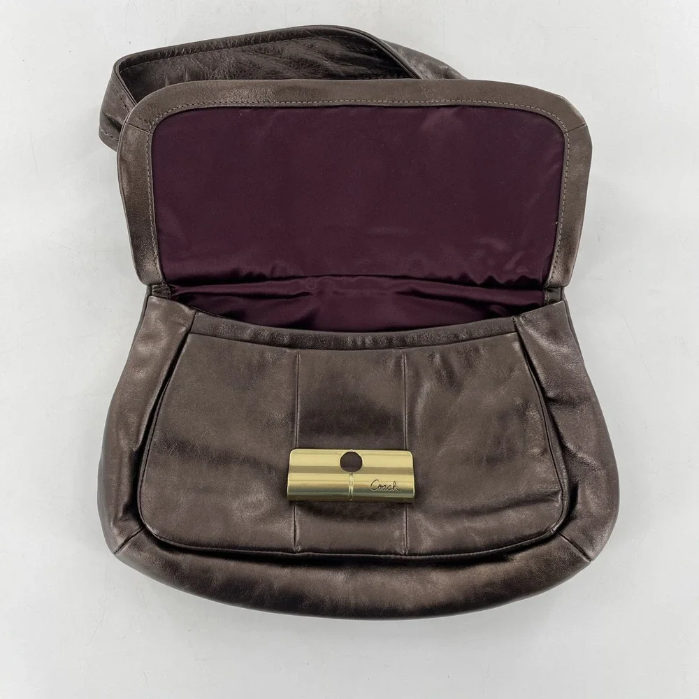 Coach Y2K Kristin Leather Hobo Shoulder‎ Flap Bag Metallic Bronze 18809 Hang Tag